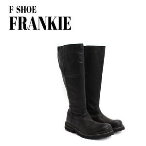 Fluevog EXCELLENT VINTAGE F-Shoe Frankie tall black leather half zip boot - 7
